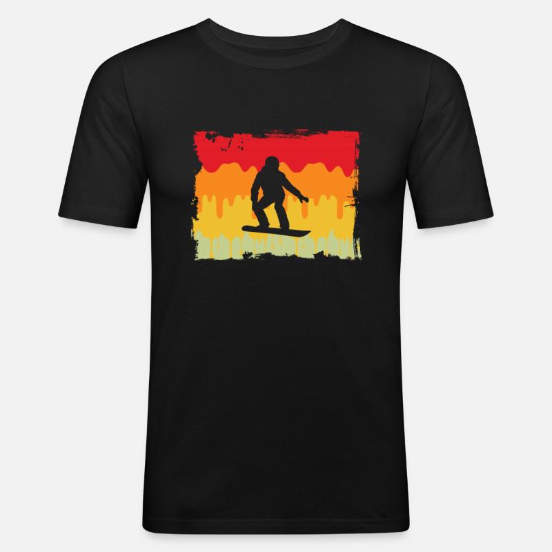 Snowboarding Retro - Männer Slim Fit T-Shirt - Schwarz