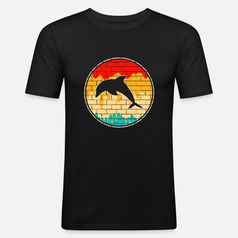 Dolphin Retro - Men's Slim Fit T-Shirt - black