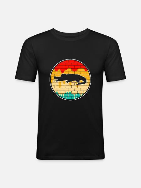 Krokodil Retro - Männer Slim Fit T-Shirt - Schwarz
