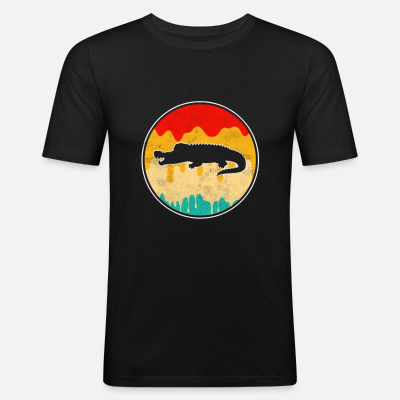 Crocodile Retro - Men's Slim Fit T-Shirt - black