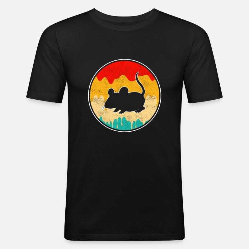 Maus Retro - Männer Slim Fit T-Shirt - Schwarz