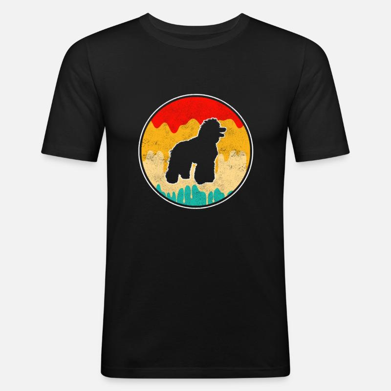 Pudel Retro - Männer Slim Fit T-Shirt - Schwarz