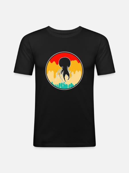 Jellyfish Retro - Men's Slim Fit T-Shirt - black