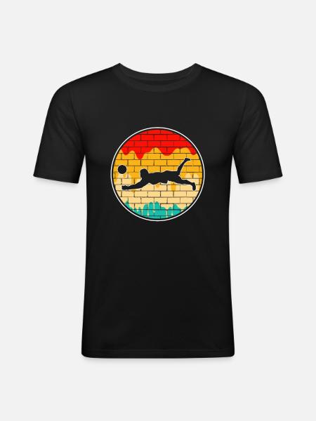 Volleyball Retro - Männer Slim Fit T-Shirt - Schwarz