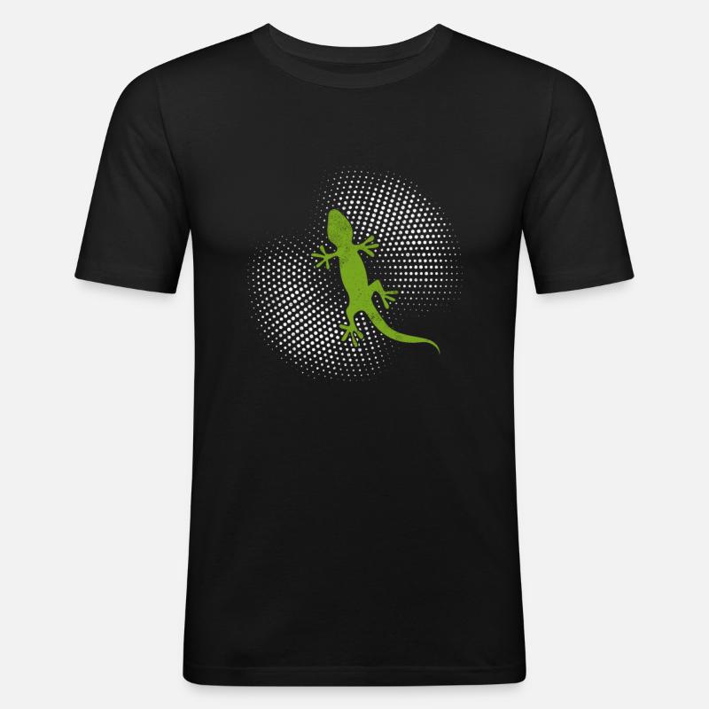 Eidechse - Männer Slim Fit T-Shirt - Schwarz