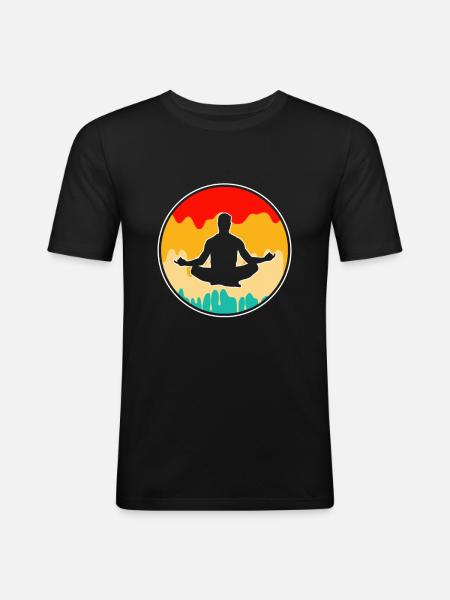 Yoga Meditation Retro - Men's Slim Fit T-Shirt - black