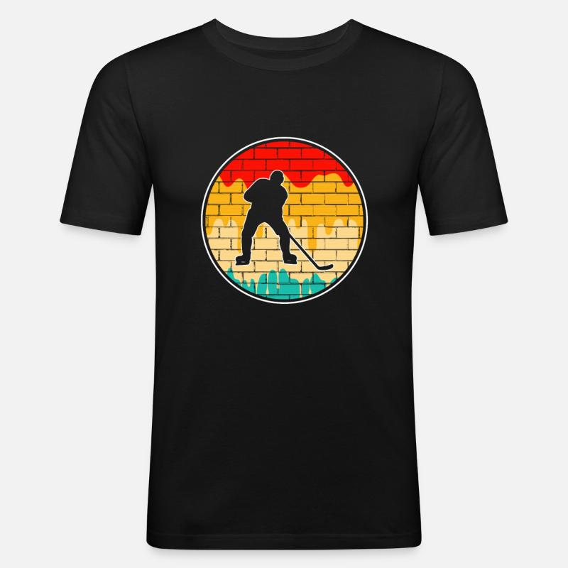 Eishockey Retro - Männer Slim Fit T-Shirt - Schwarz