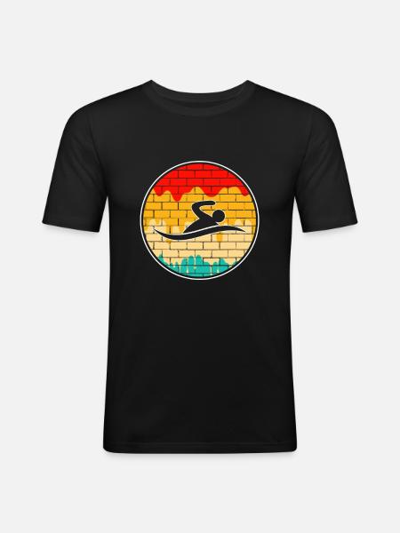 Natation Rétro - T-shirt près du corps Homme - noir