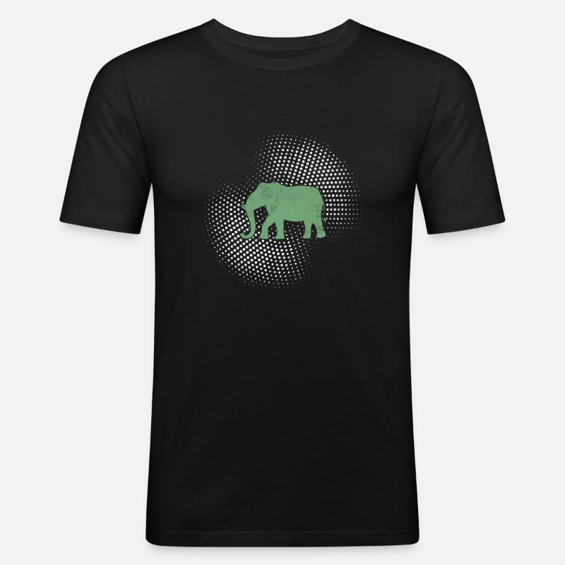 Elefant - Männer Slim Fit T-Shirt - Schwarz