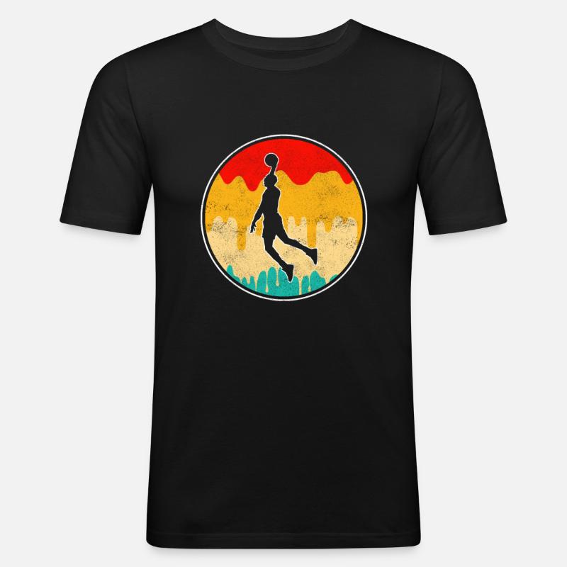 Basketball Retro - Männer Slim Fit T-Shirt - Schwarz