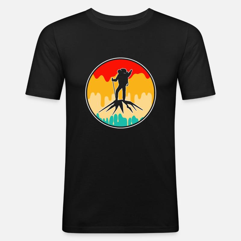 Bergsteigen Retro - Männer Slim Fit T-Shirt - Schwarz