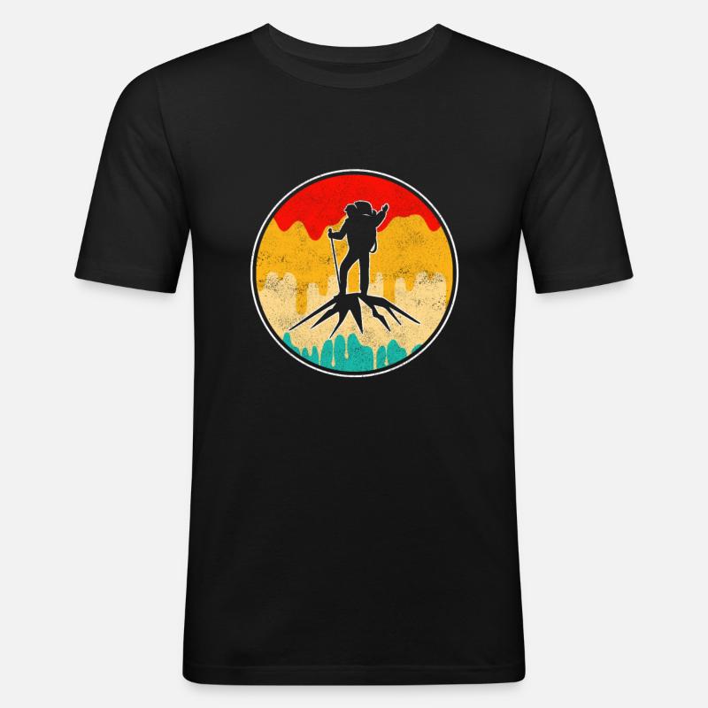 Bergsteigen Retro - Männer Slim Fit T-Shirt - Schwarz