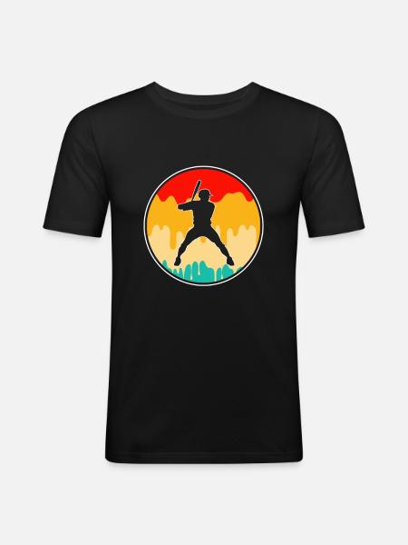 Baseball Rétro - T-shirt près du corps Homme - noir