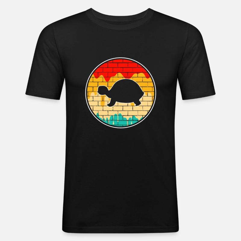 Turtle Retro - Men's Slim Fit T-Shirt - black