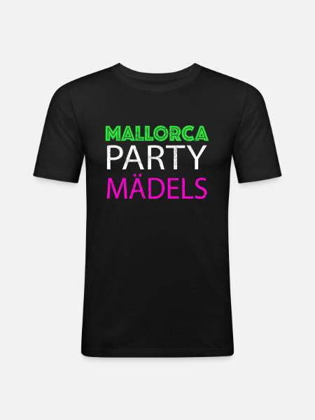 Mallorca Party Mädels - Männer Slim Fit T-Shirt - Schwarz