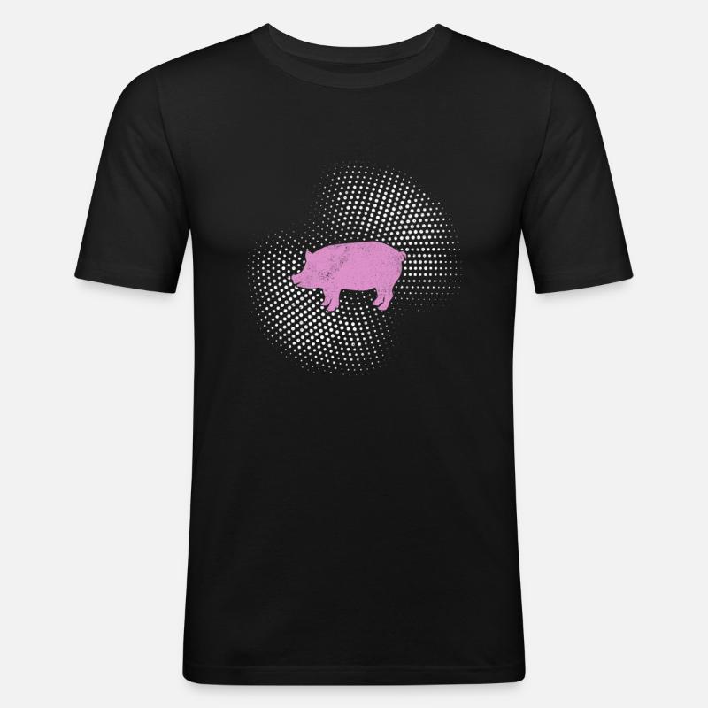 Schwein - Männer Slim Fit T-Shirt - Schwarz