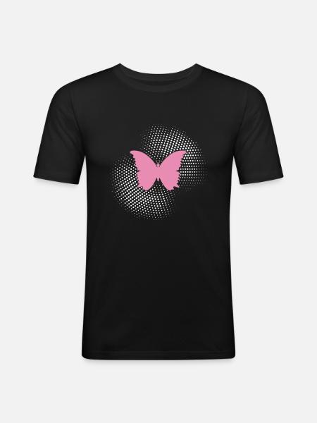 Schmetterling - Männer Slim Fit T-Shirt - Schwarz