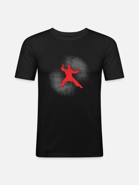 karaté - T-shirt près du corps Homme - noir