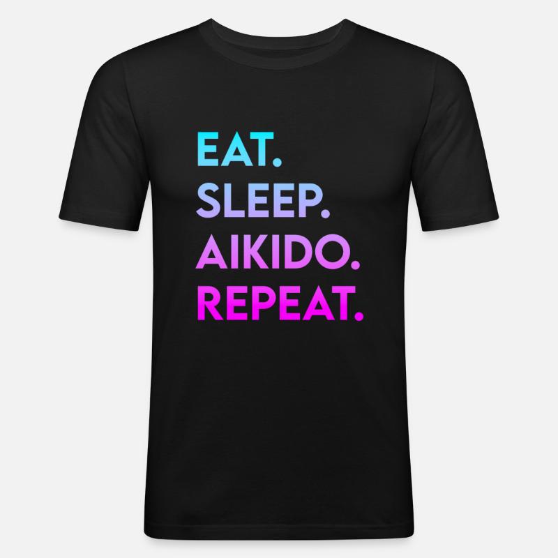 manger du sommeil aïkido répéter - T-shirt près du corps Homme - noir