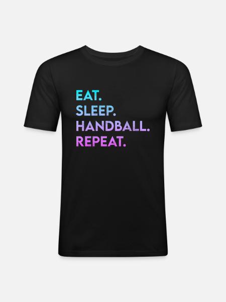 eat sleep handball repeat - Men's Slim Fit T-Shirt - black