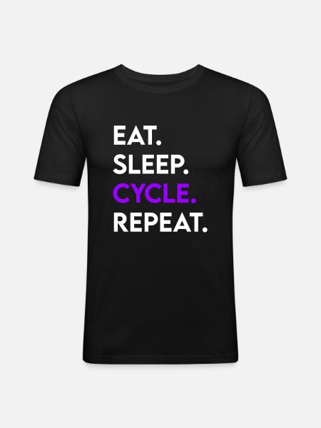 eat sleep cycle repeat - Männer Slim Fit T-Shirt - Schwarz