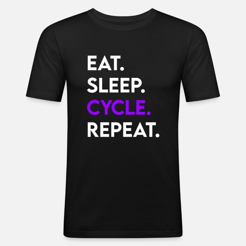 eat sleep cycle repeat - Männer Slim Fit T-Shirt - Schwarz