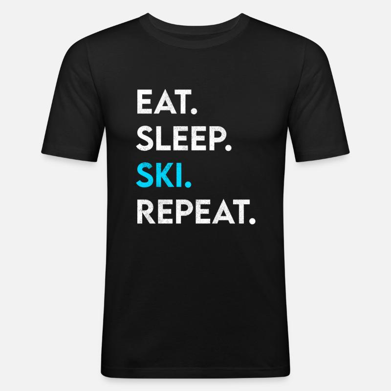 eat sleep ski repeat - Männer Slim Fit T-Shirt - Schwarz