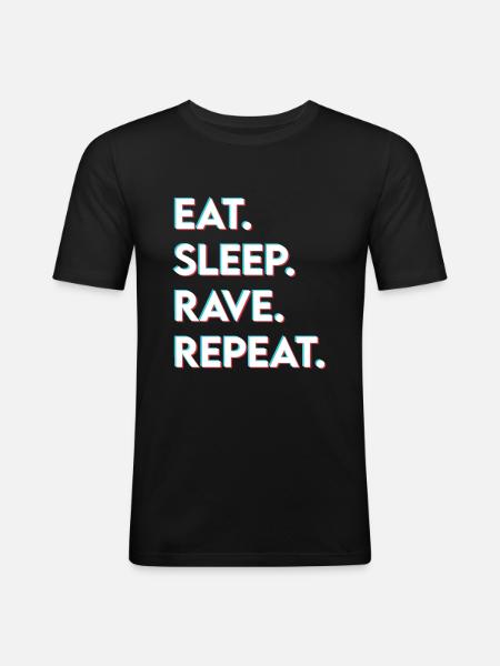 manger le sommeil rave répéter - T-shirt près du corps Homme - noir