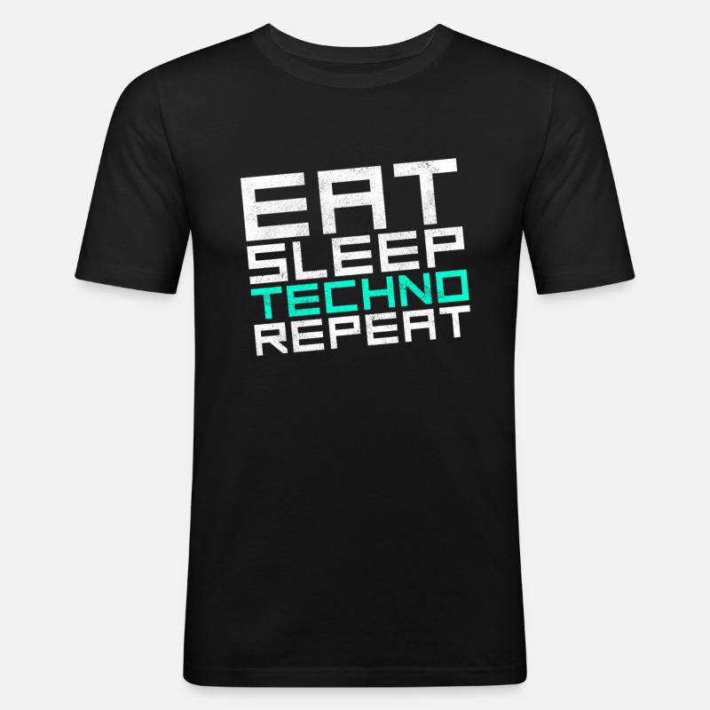 manger du sommeil techno répéter - T-shirt près du corps Homme - noir