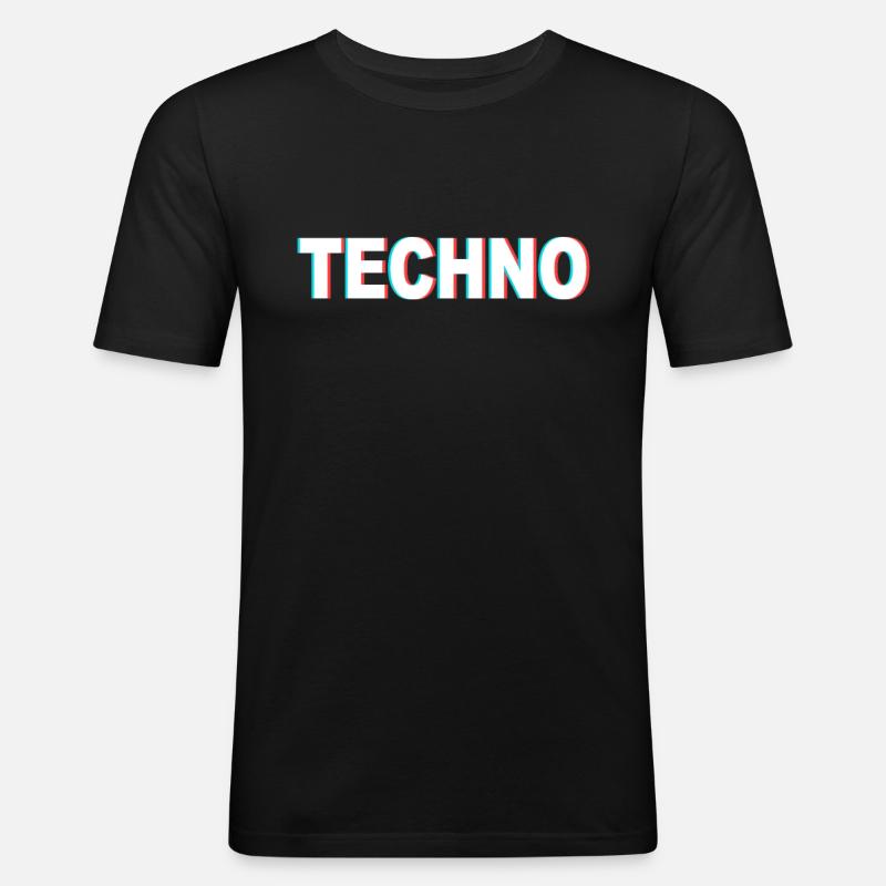Techno - Männer Slim Fit T-Shirt - Schwarz