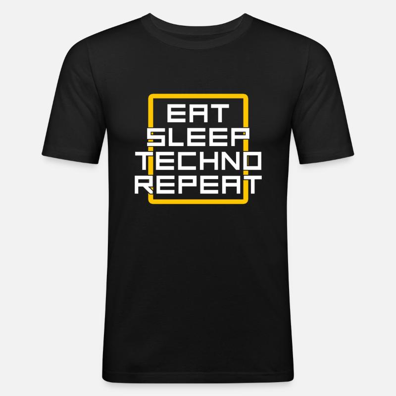 manger du sommeil techno répéter - T-shirt près du corps Homme - noir