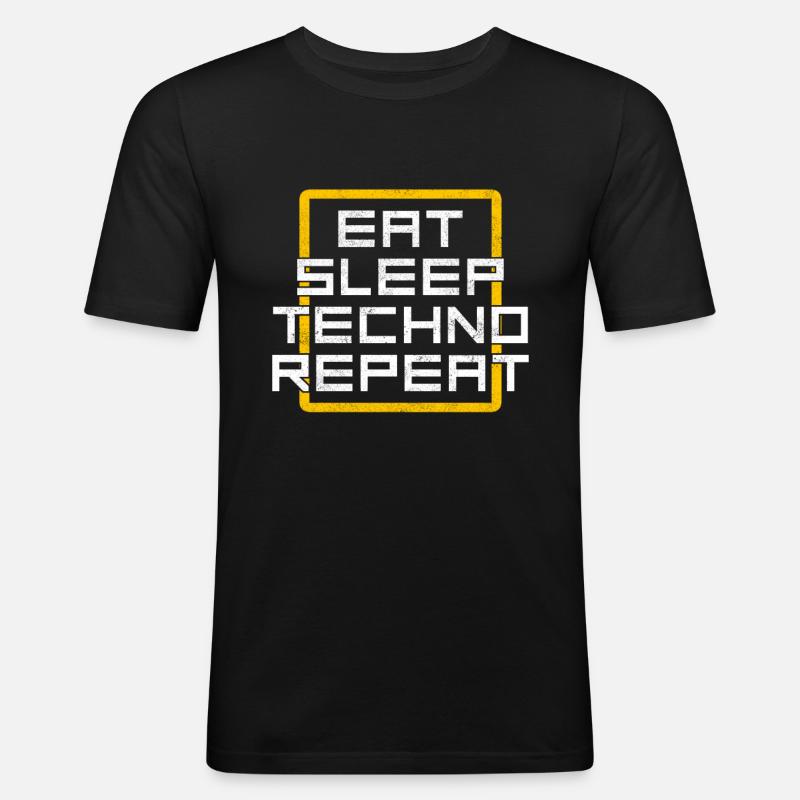 manger du sommeil techno répéter - T-shirt près du corps Homme - noir