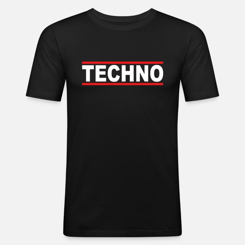 Techno - Männer Slim Fit T-Shirt - Schwarz