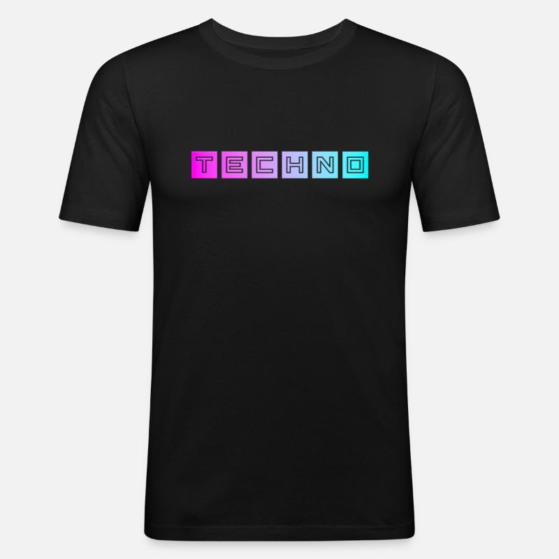 Techno - Männer Slim Fit T-Shirt - Schwarz