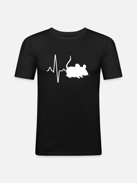 Maus Herzschlag - Männer Slim Fit T-Shirt - Schwarz