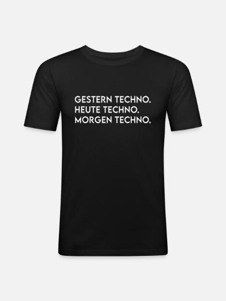 Techno Spruch - Männer Slim Fit T-Shirt - Schwarz