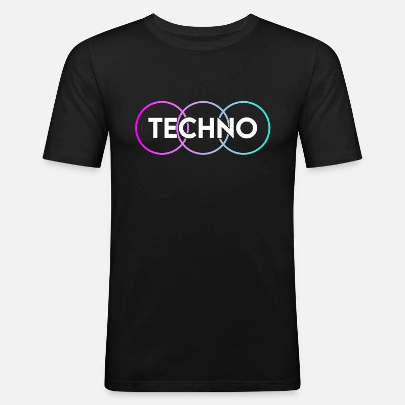 Techno - Männer Slim Fit T-Shirt - Schwarz