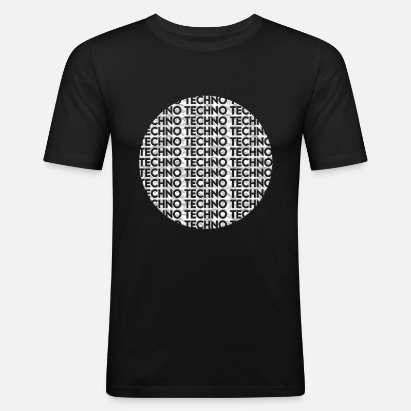 Techno - Männer Slim Fit T-Shirt - Schwarz