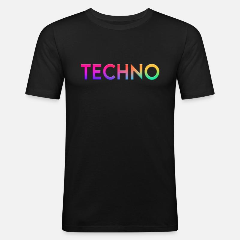Techno - Männer Slim Fit T-Shirt - Schwarz