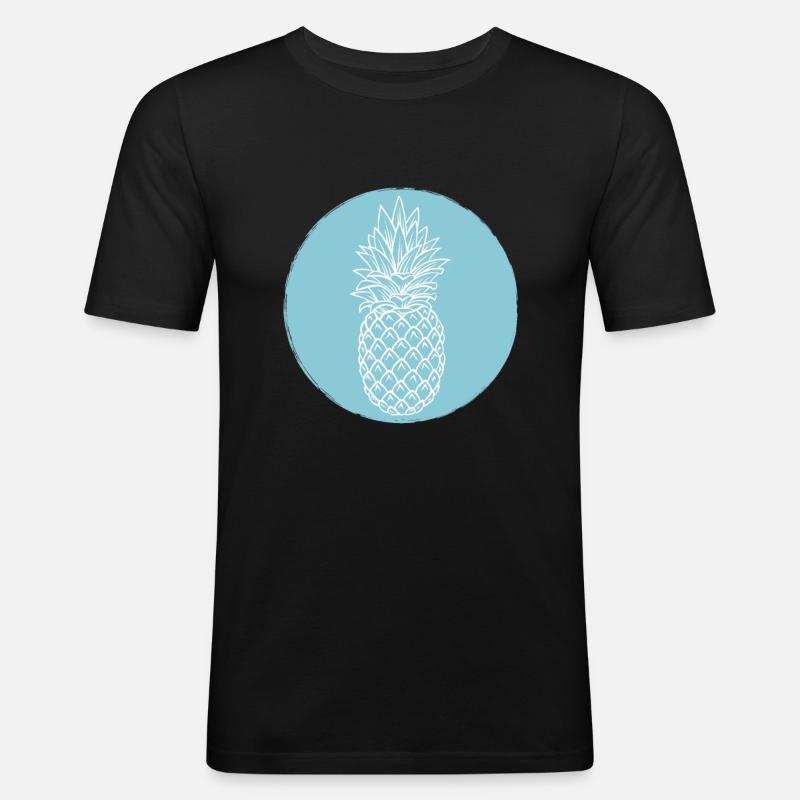 Ananas - Männer Slim Fit T-Shirt - Schwarz