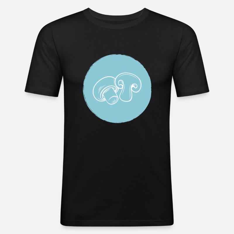 Pilze - Männer Slim Fit T-Shirt - Schwarz