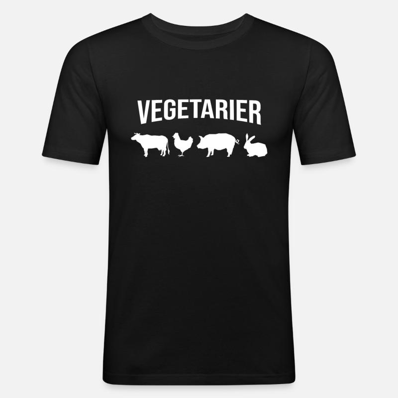 Vegetarier - Männer Slim Fit T-Shirt - Schwarz