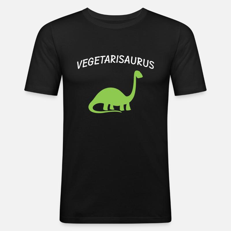 Vegetarier Dinosaurier - Männer Slim Fit T-Shirt - Schwarz