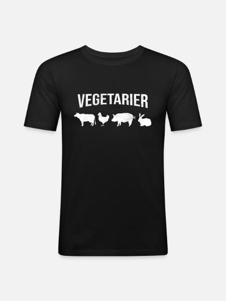 Vegetarier - Männer Slim Fit T-Shirt - Schwarz