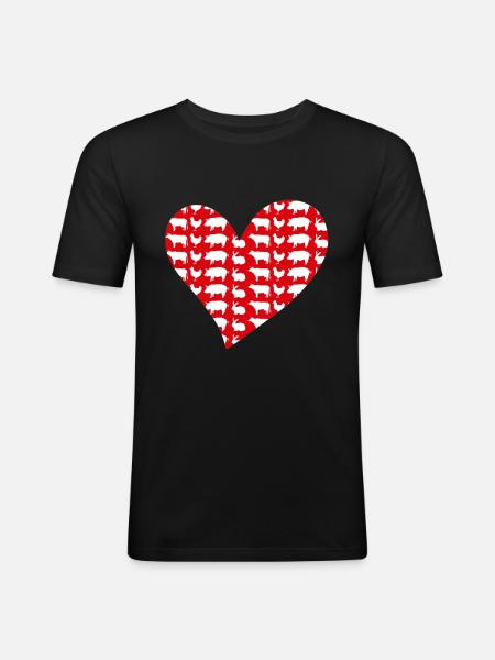 Heart Animal Love - Men's Slim Fit T-Shirt - black