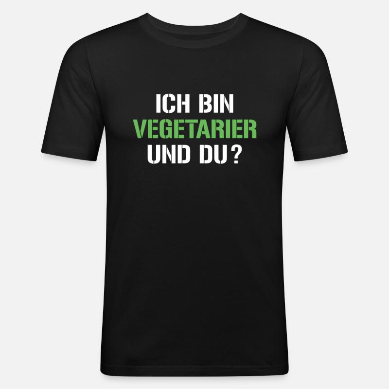 Vegetarier Spruch - Männer Slim Fit T-Shirt - Schwarz