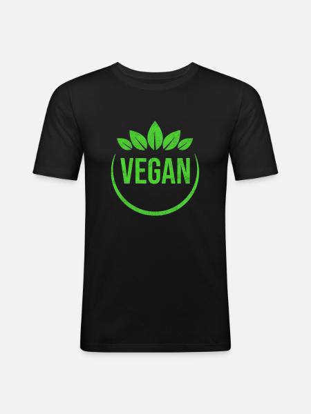 Végétalien - T-shirt près du corps Homme - noir