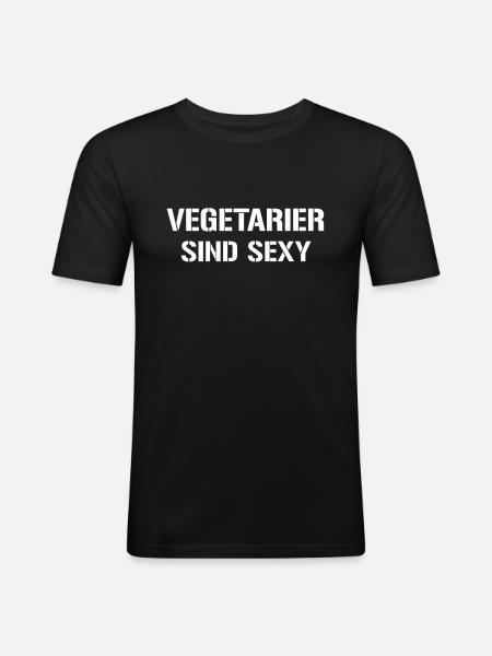 Vegetarier Spruch - Männer Slim Fit T-Shirt - Schwarz
