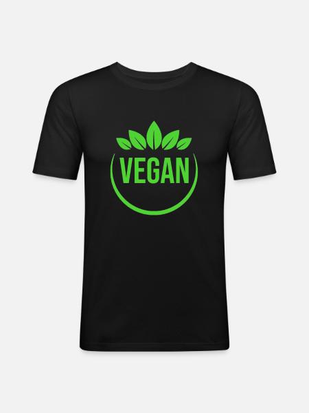 Végétalien - T-shirt près du corps Homme - noir