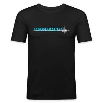 Flugbegleiter - Männer Slim Fit T-Shirt - Schwarz - Vorne - Nik (191cm)